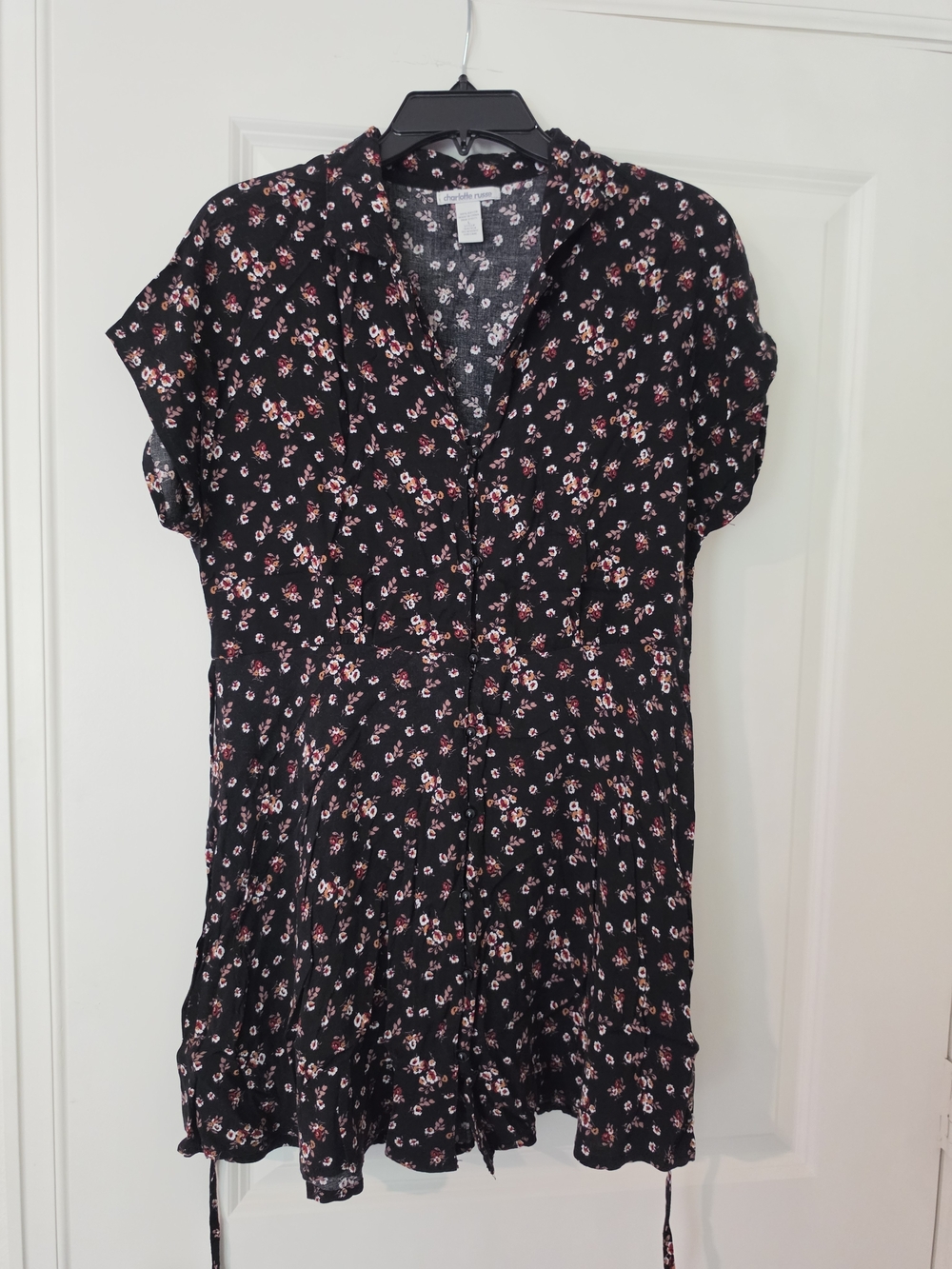 Charlotte Russe Black Mini Dress with Pink Floral Print